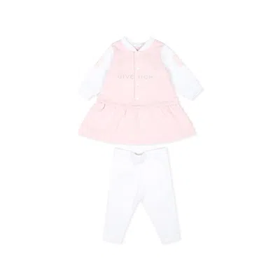 Givenchy Pink Suit For Baby Girl With Logo And Rhinestones