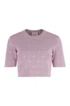 Givenchy Light Pink Logo-knit Crop Top In Pink