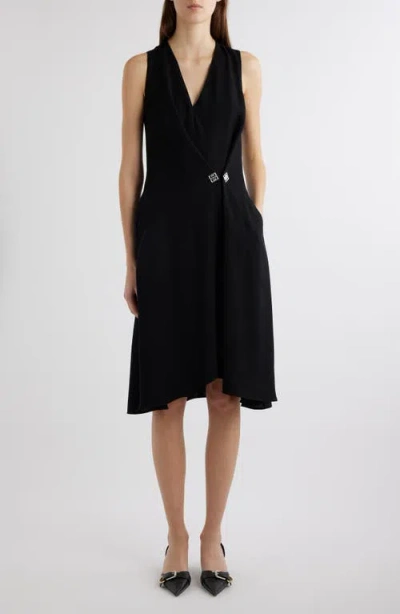 Givenchy Dress With 4g Detail And Pleated Effect In Crepe Satin In Black