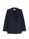 Givenchy Pinstripe Double-breasted Blazer In Blue