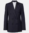 Givenchy Pinstripe Double-breasted Wool Blazer In Blue