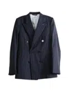 Givenchy Pinstripe Double-breasted Wool Blazer In Navy