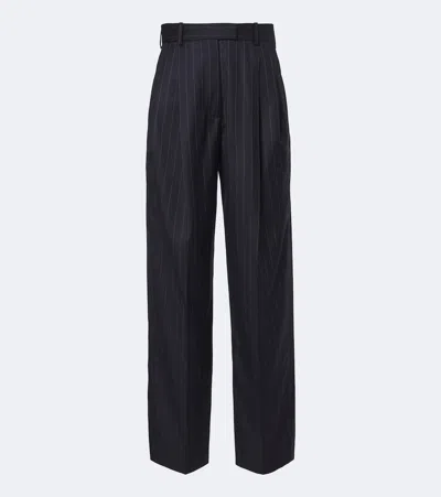 Givenchy Pinstripe Pleated Wool Wide-leg Pants In Blue
