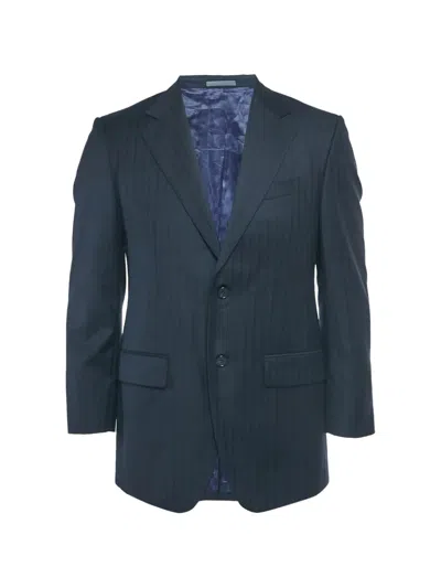 Pre-owned Givenchy Pinstriped Gabardine Blazer In Blue