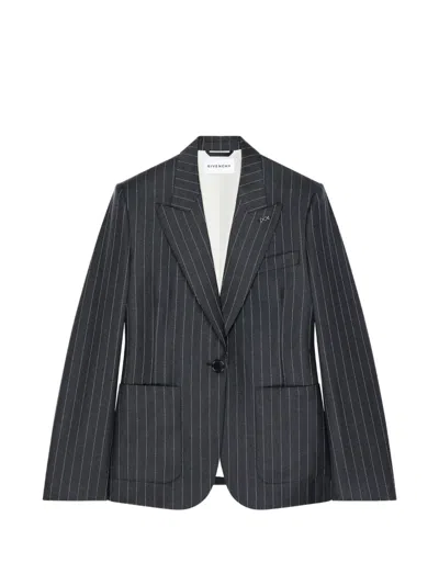 Givenchy Pinstriped Peak-lapel Blazer In Black