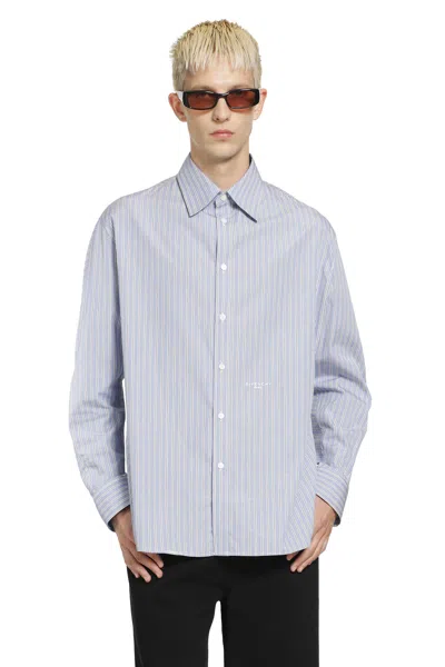 Givenchy Pinstriped Shirt In Cotton Poplin In Blue