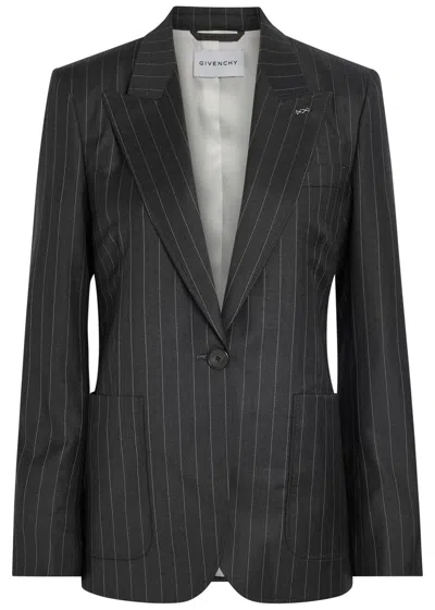 Givenchy Pinstriped Wool Blazer In Grey