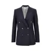 Givenchy Pin-striped Wool Double-breasted Jacket In Blue