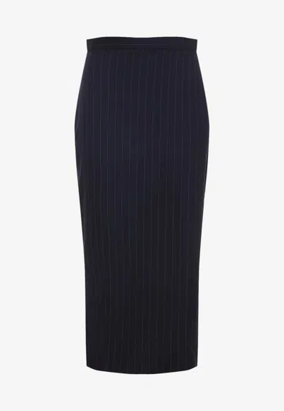 Givenchy Pinstriped Wool Midi Skirt In Blue