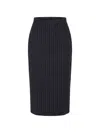 Givenchy Pinstripe-pattern Wool Midi Skirt In Black