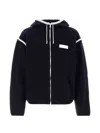 Givenchy Wool Hooded Jacket Contrast Trim Pockets In Blue
