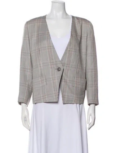 Pre-owned Givenchy Plaid Print Blazer In Gray