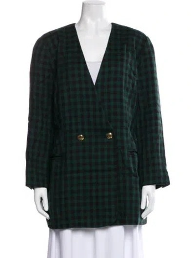 Pre-owned Givenchy Plaid Print Blazer In Green
