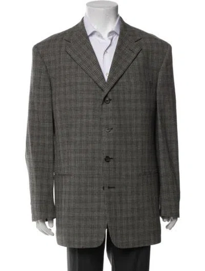 Pre-owned Givenchy Plaid Print Blazer In Grey