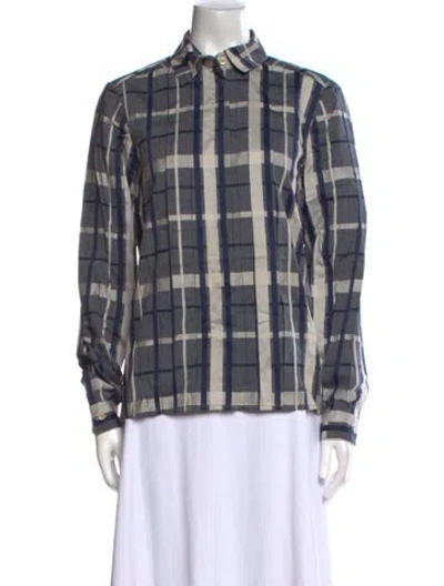 Pre-owned Givenchy Plaid Print Long Sleeve Button-up Top In Multi