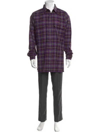 Pre-owned Givenchy Plaid Print Long Sleeve Dress Shirt In Black
