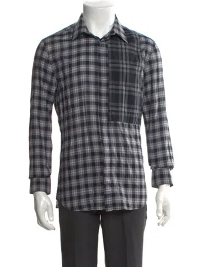 Pre-owned Givenchy Plaid Print Long Sleeve Shirt In Black