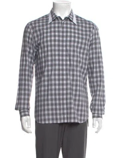 Pre-owned Givenchy Plaid Print Long Sleeve Shirt In Black