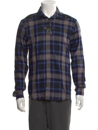 Pre-owned Givenchy Plaid Print Long Sleeve Shirt In Blue