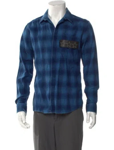 Pre-owned Givenchy Plaid Print Long Sleeve Shirt In Blue