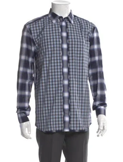 Pre-owned Givenchy Plaid Print Long Sleeve Shirt In Blue