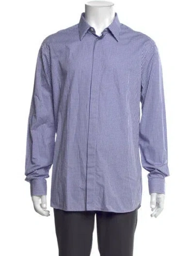Pre-owned Givenchy Plaid Print Long Sleeve Shirt In Blue