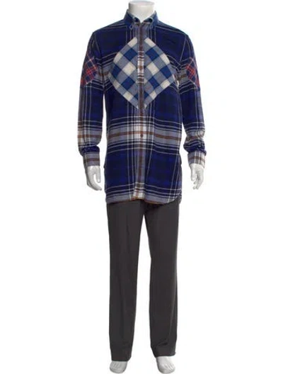 Pre-owned Givenchy Plaid Print Long Sleeve Shirt In Blue