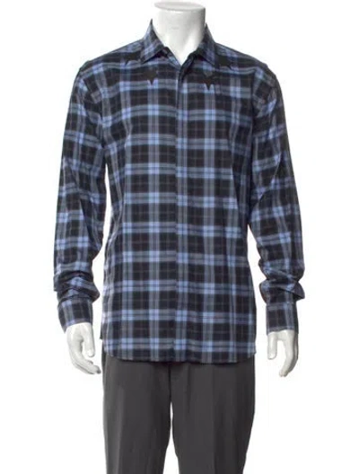 Pre-owned Givenchy Plaid Print Long Sleeve Shirt In Blue