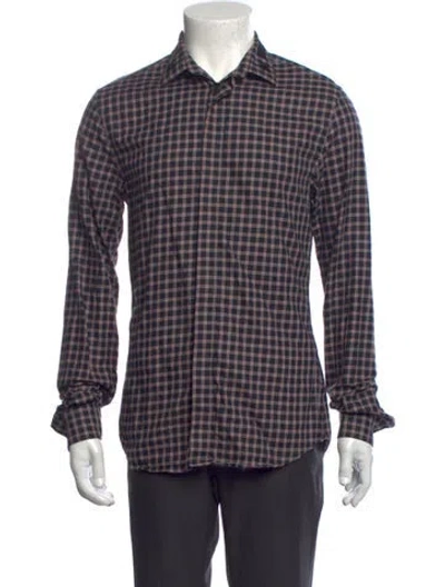 Pre-owned Givenchy Plaid Print Long Sleeve Shirt In Blue