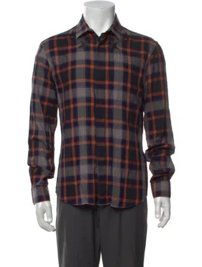 Pre-owned Givenchy Plaid Print Long Sleeve Shirt In Orange