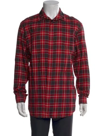 Pre-owned Givenchy Plaid Print Long Sleeve Shirt In Red