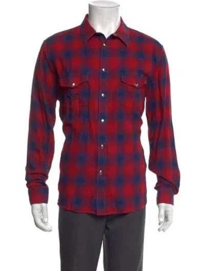 Pre-owned Givenchy Plaid Print Long Sleeve Shirt In Red