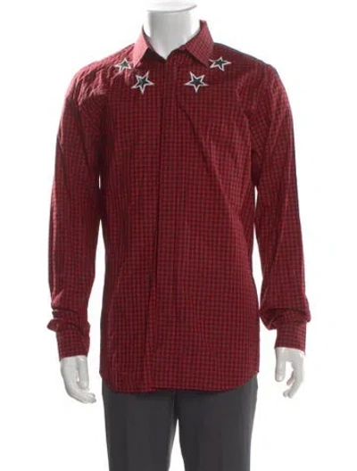 Pre-owned Givenchy Plaid Print Long Sleeve Shirt In Red