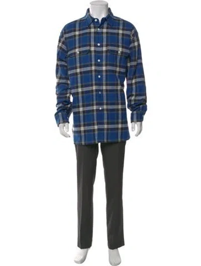 Pre-owned Givenchy Plaid Print Long Sleeve Shirt W/ Tags In Blue