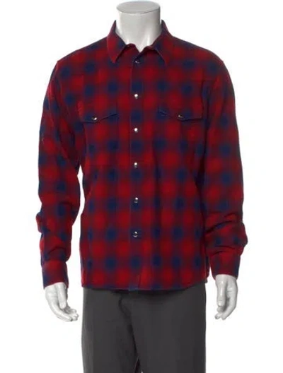 Pre-owned Givenchy Plaid Print Long Sleeve Western Shirt In Red