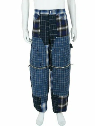 Pre-owned Givenchy Plaid Print Pants W/ Tags In Blue