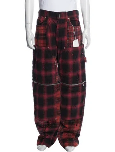Pre-owned Givenchy Plaid Print Pants W/ Tags In Red