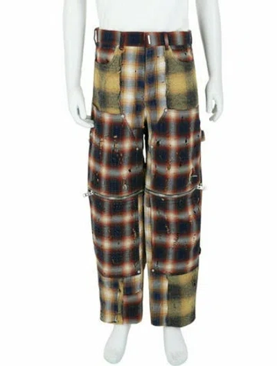 Pre-owned Givenchy Plaid Print Pants W/ Tags In Yellow
