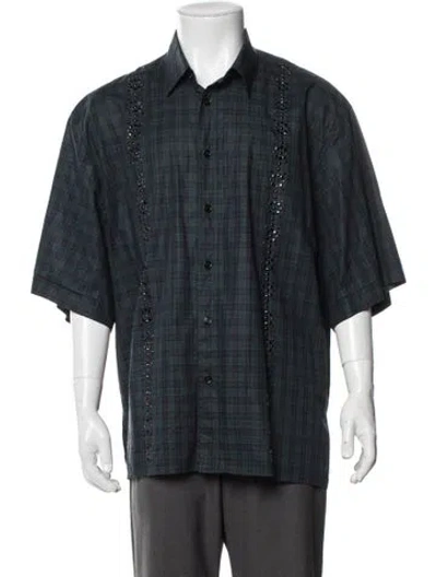 Pre-owned Givenchy Plaid Print Short Sleeve Shirt In Blue