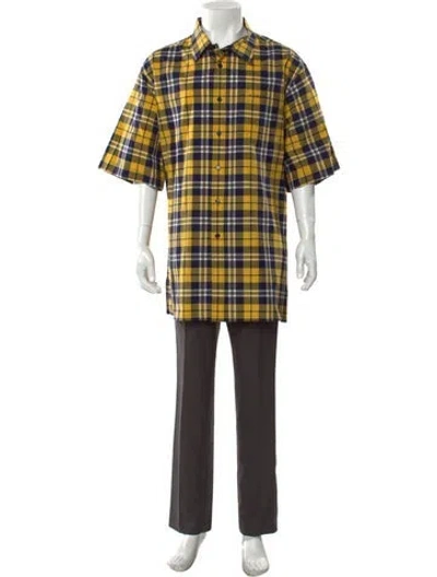 Pre-owned Givenchy Plaid Print Short Sleeve Shirt W/ Tags In Yellow