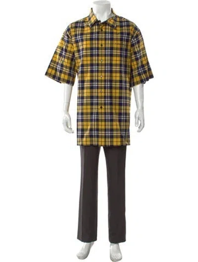 Pre-owned Givenchy Plaid Print Short Sleeve Shirt W/ Tags In Yellow