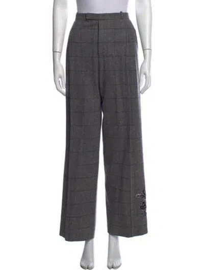Pre-owned Givenchy Plaid Print Wide Leg Pants In Gray