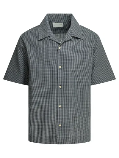 Givenchy Plaid Weave Logo Shirt In Blue