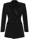 Givenchy Double-breasted Silk-blend Satin-trimmed Wool-twill Blazer In Black