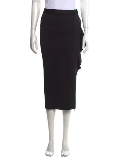 Pre-owned Givenchy Pleated Accents Midi Length Skirt In Black