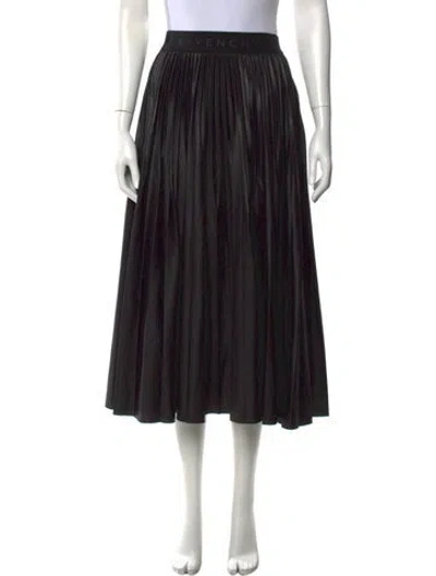 Pre-owned Givenchy Pleated Accents Midi Length Skirt In Black