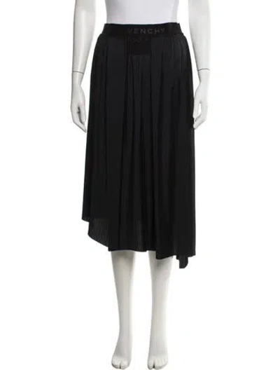 Pre-owned Givenchy Pleated Accents Midi Length Skirt In Black