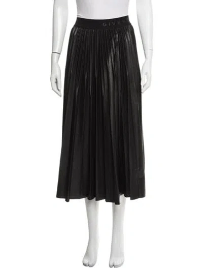 Pre-owned Givenchy Pleated Accents Midi Length Skirt In Black