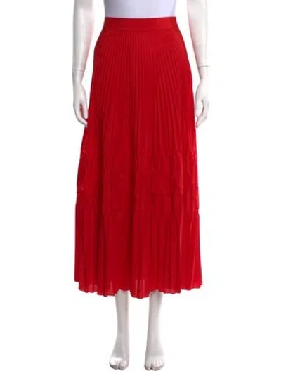 Pre-owned Givenchy Pleated Accents Midi Length Skirt In Red