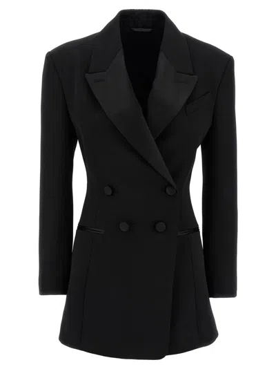 Givenchy Double-breasted Blazer With Pleated Back In Black